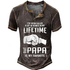 Papa Is My Favorite Funny Grandpa Graphic Henley Shirt