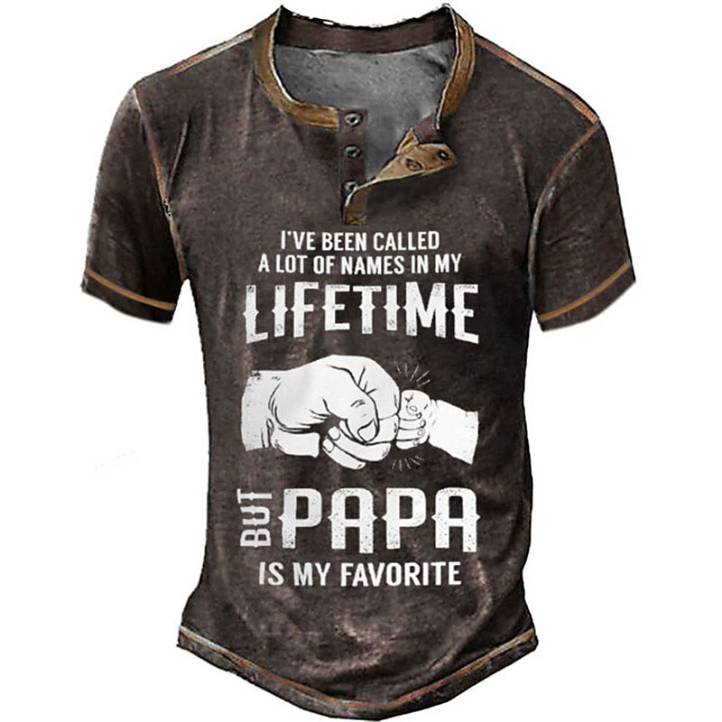 Papa Is My Favorite Funny Grandpa Graphic Henley Shirt