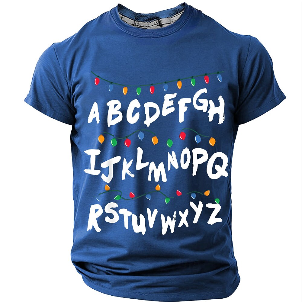 Christmas Lights Festive Holiday Graphic Casual Short Sleeve Tee