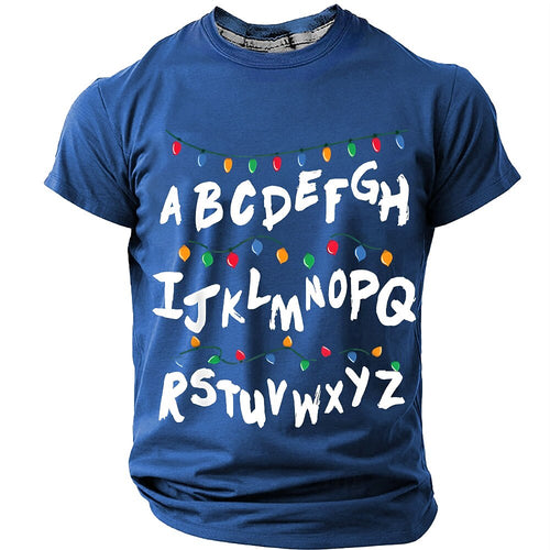 Christmas Lights Festive Holiday Graphic Casual Short Sleeve Tee