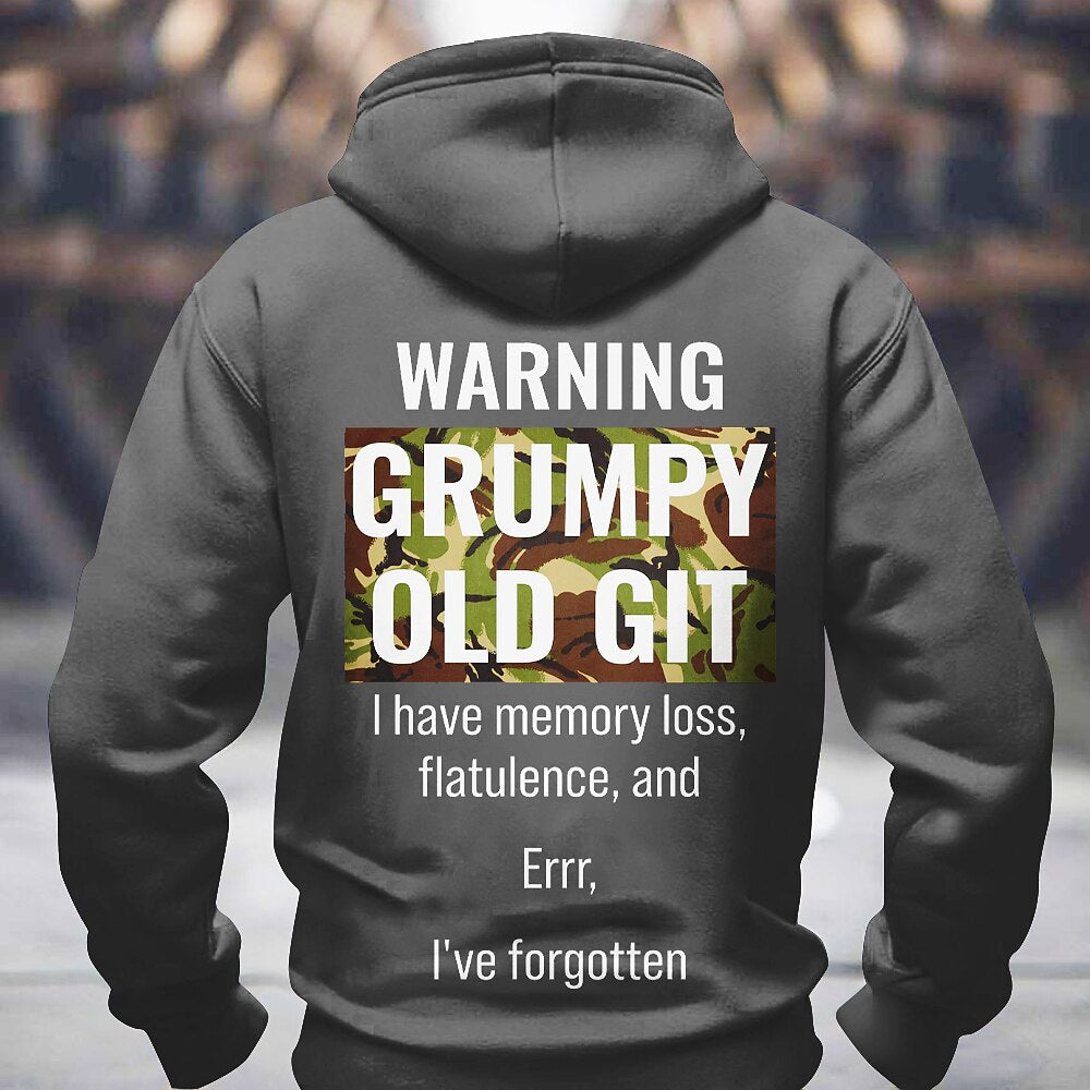 Warning Grumpy Old Git Memory Loss Funny Graphic Hoodie