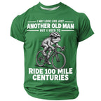 Old Man Riding Cycling Funny Print Bike Graphic Tee