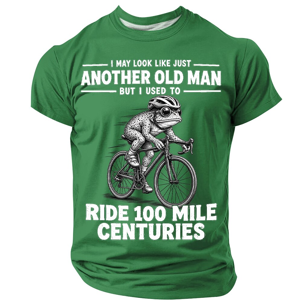 Old Man Riding Cycling Funny Print Bike Graphic Tee
