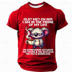 Funny Animal Old Man Exaggerated Humor Graphic Casual Tee