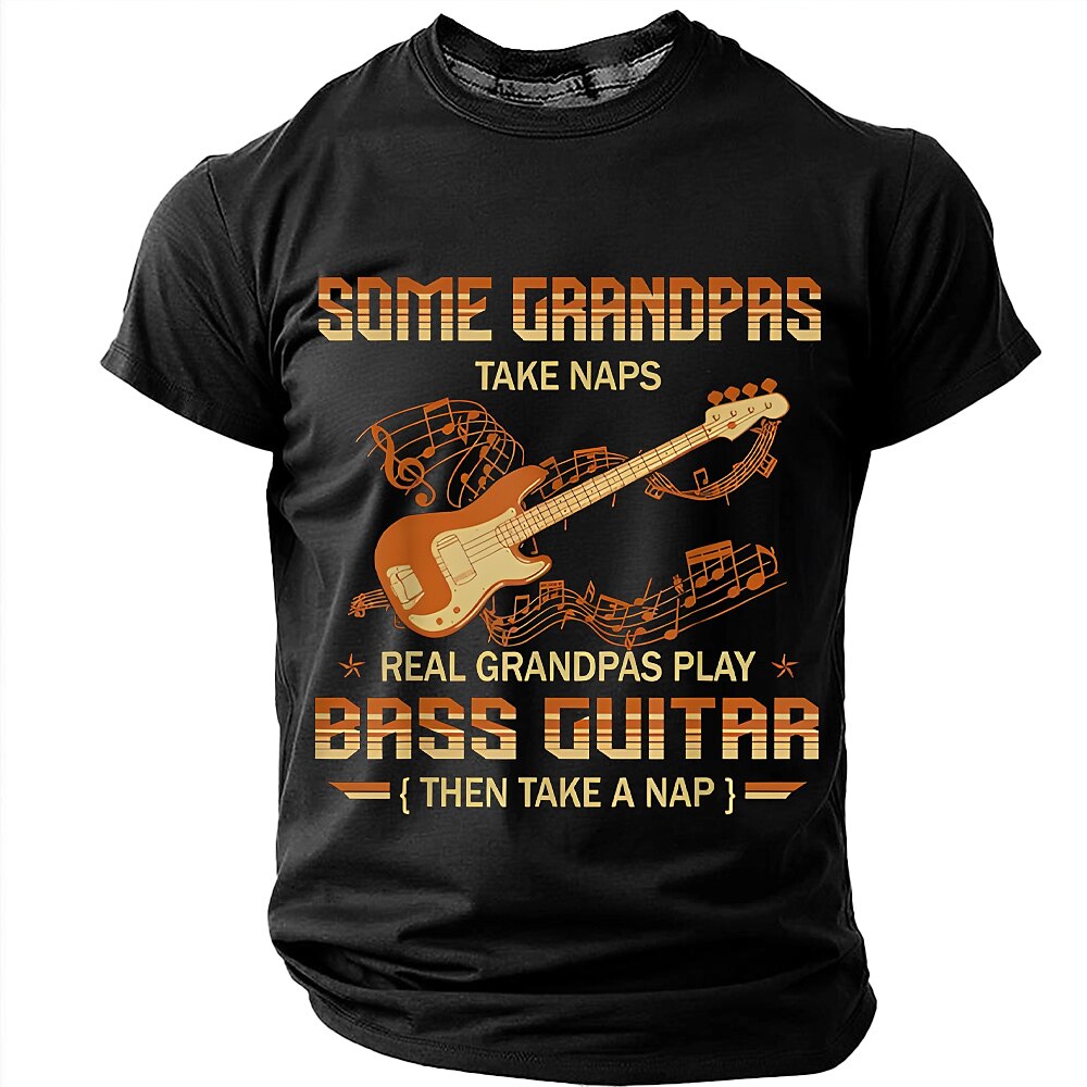 Real Grandpas Play Bass Guitar Funny Vintage Graphic Tee