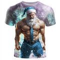 Muscle Santa Claus Christmas Casual Sports Outdoor Graphic Tee