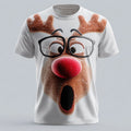 Festive Christmas Elk Animal Graphic Holiday Short Sleeve Tee