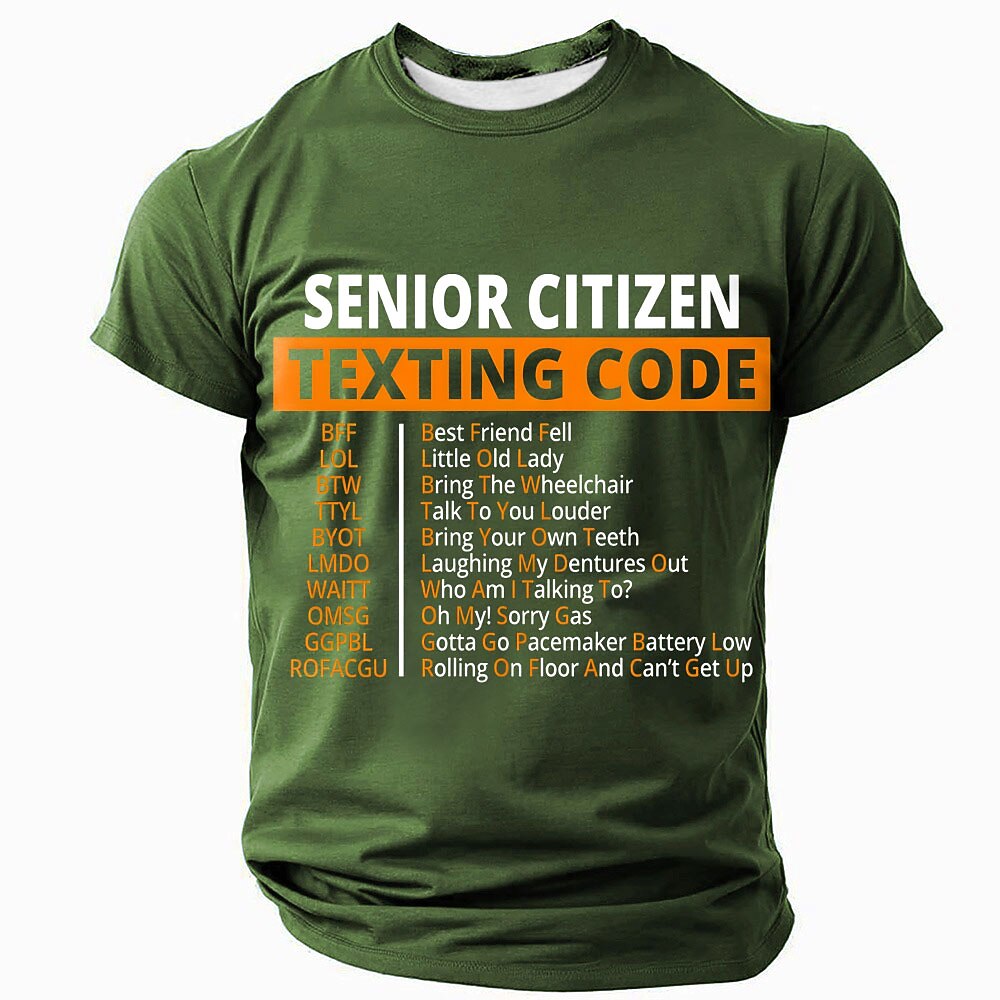 Senior Citizen Texting Code Funny Aging Humor Graphic Tee
