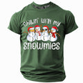 Funny Snowman Retro Vintage Christmas Holiday Short Sleeve Tee