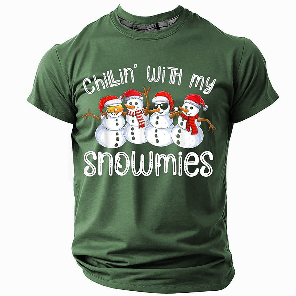 Funny Snowman Retro Vintage Christmas Holiday Short Sleeve Tee