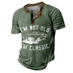 Not Old Classic Car Funny Vintage Graphic Henley Tee