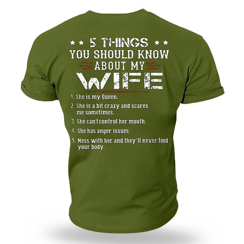 Five Things About My Wife Funny Husband Graphic Tee