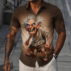 Legendary Old Man Cartoon Character Casual Short Sleeve Shirt