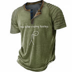Funny Bicycle Rider Graphic Casual Short Sleeve Henley Shirt