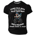 Old Men Cycling Nap Cartoon Graphic Tee