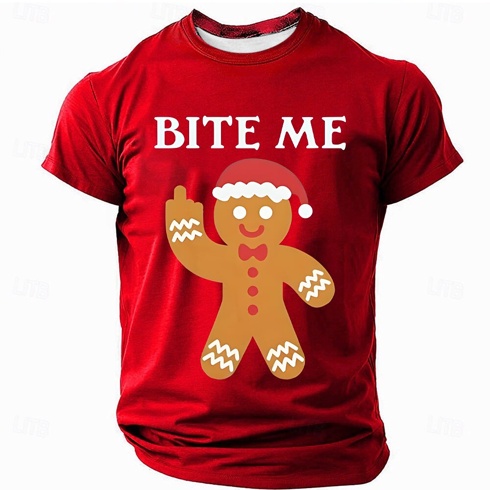 Gingerbread Cookie Christmas Holiday Graphic Casual Short Sleeve Tee