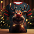 Christmas Elk Holiday Animal Graphic Casual Short Sleeve Tee