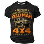 Old Man Car Rider Funny Jeep Automotive Graphic Casual Tee