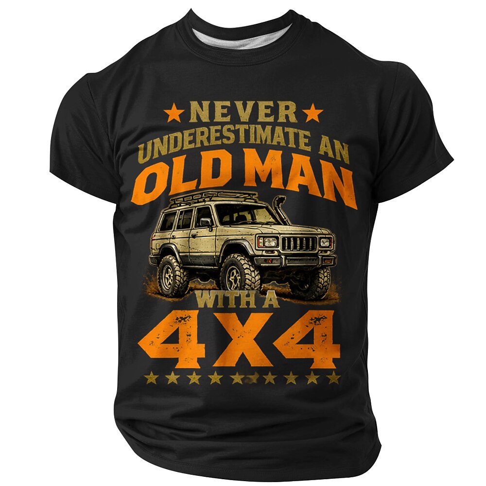 Old Man Car Rider Funny Jeep Automotive Graphic Casual Tee