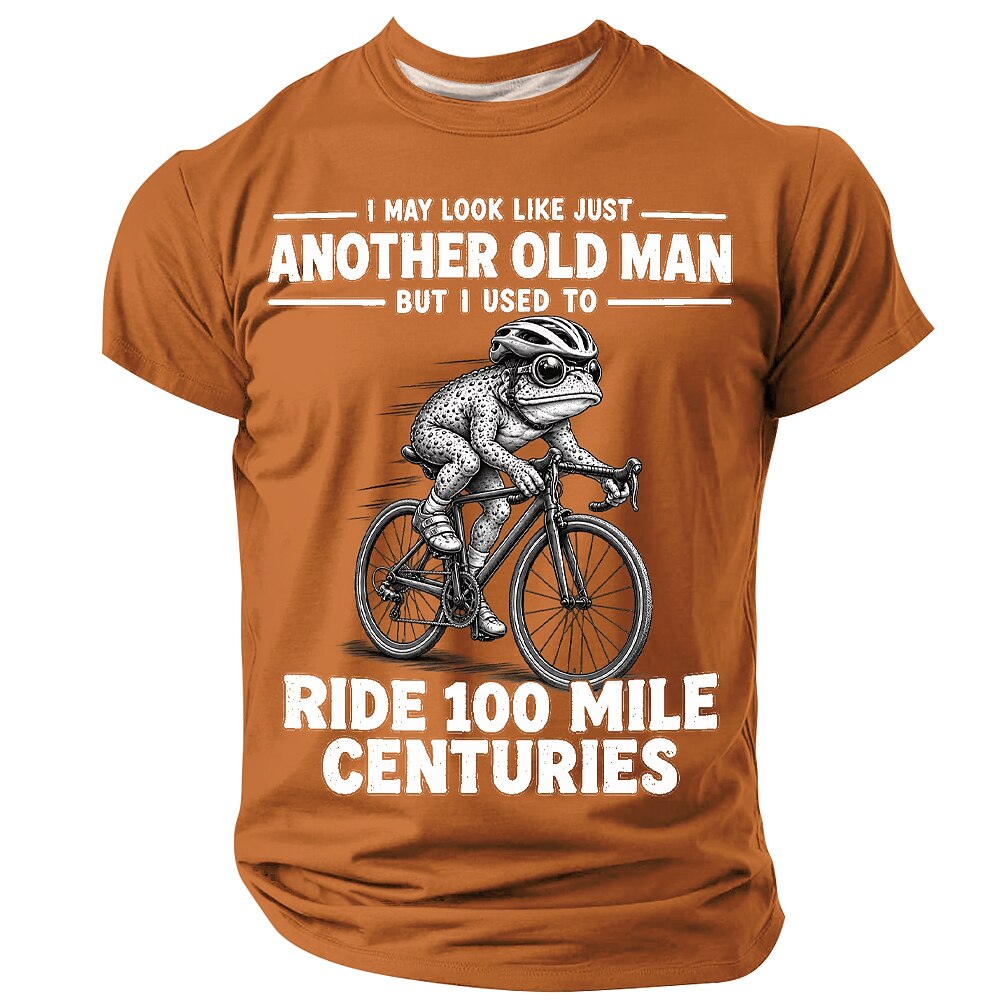 Old Man Riding Cycling Funny Print Bike Graphic Tee