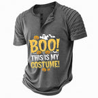 Halloween Pattern Funny Spooky Casual Henley Graphic Print Tee