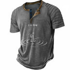 Im Fine Funny Gesture Sarcastic Aging Graphic Henley Shirt