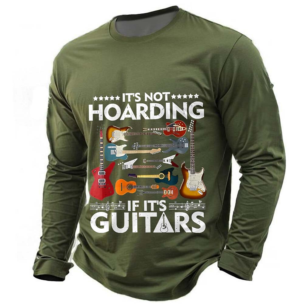 Funny Guitar Music Slang Graphic Casual Long Sleeve Tee