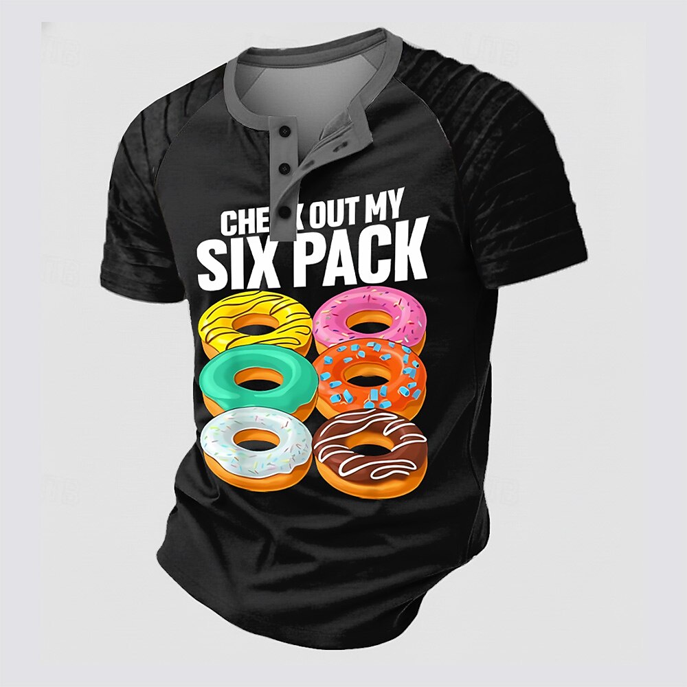 Funny Slang Old Man Casual Henley Graphic Print Tee