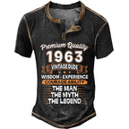 1963 Man Myth Legend Vintage Dude Birthday Graphic Henley