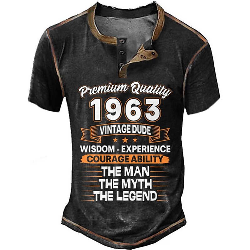 1963 Man Myth Legend Vintage Dude Birthday Graphic Henley