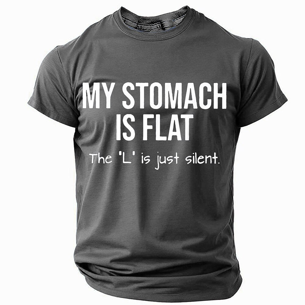 My Stomach Is Flat Silent L Funny Graphic Tee
