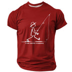 Going Fishing Stickman Funny Outdoor Angler Graphic Casual Tee