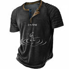Im Fine Funny Gesture Sarcastic Aging Graphic Henley Shirt