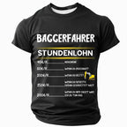 Excavator Operator Hourly Wage Funny Construction Work Graphic Tee