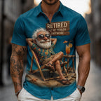 Vintage Cartoon Old Man Retro Vacation Short Sleeve Shirt
