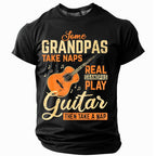 Real Grandpas Play Guitar Then Nap Funny Graphic Tee
