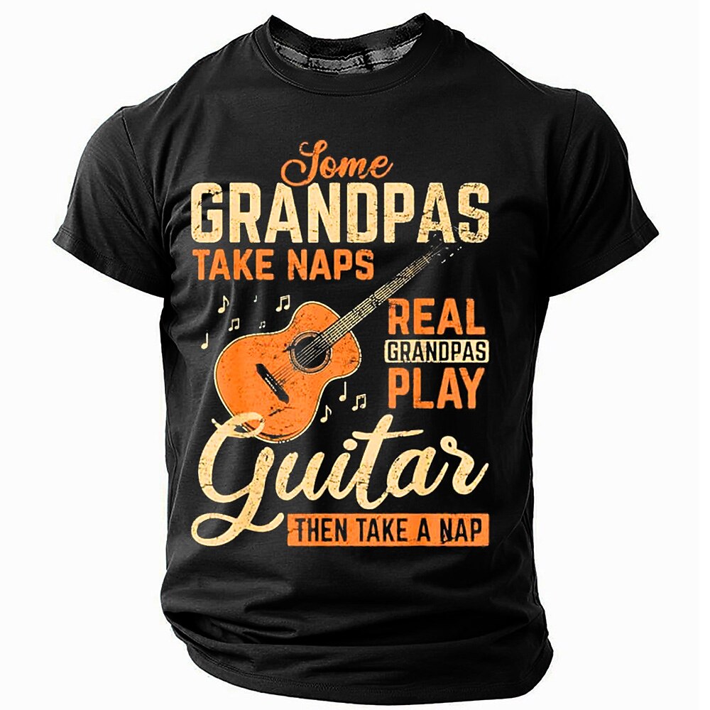 Real Grandpas Play Guitar Then Nap Funny Graphic Tee
