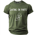 Waiting On Parts Stick Figure Mechanic Humor Graphic Tee