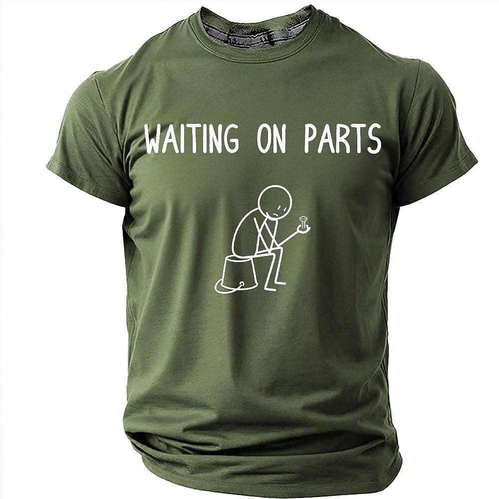 Waiting On Parts Stick Figure Mechanic Humor Graphic Tee