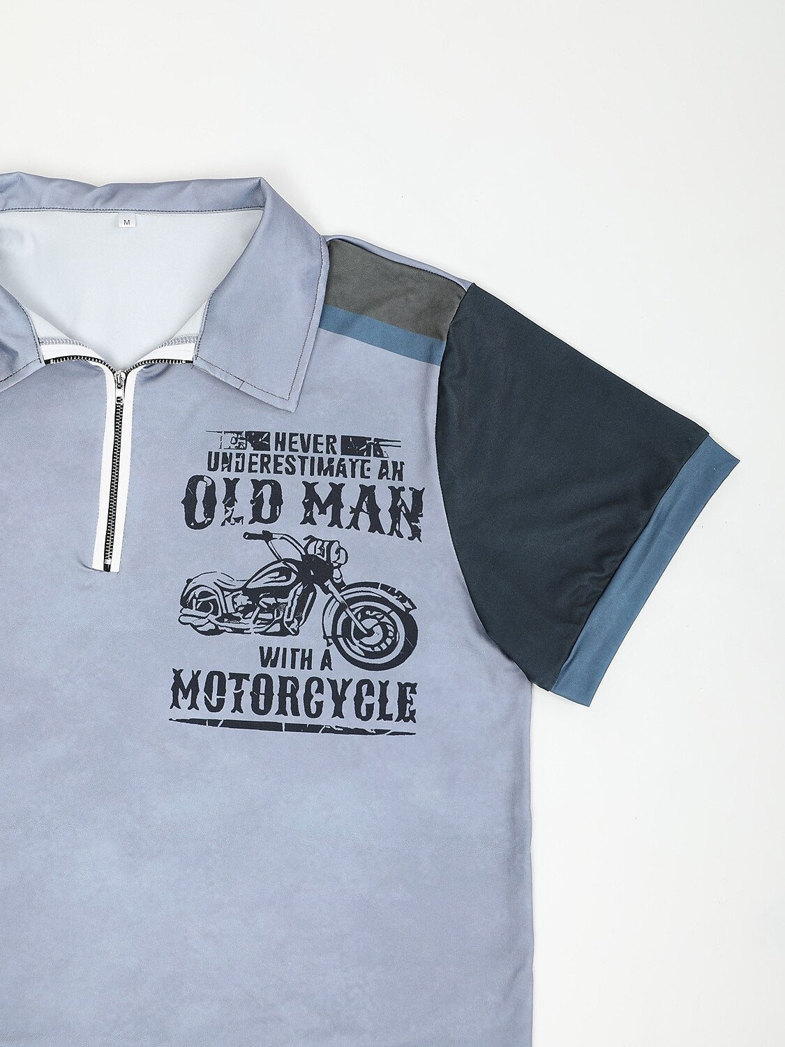 Never Underestimate Old Man With Motorcycle Biker Graphic Tee