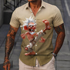 Retro Cartoon Old Man Funny Character Short Sleeve Shirt