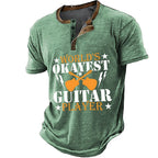 Music Festival Guitar Vintage Graphic Short Sleeve Henley Tee