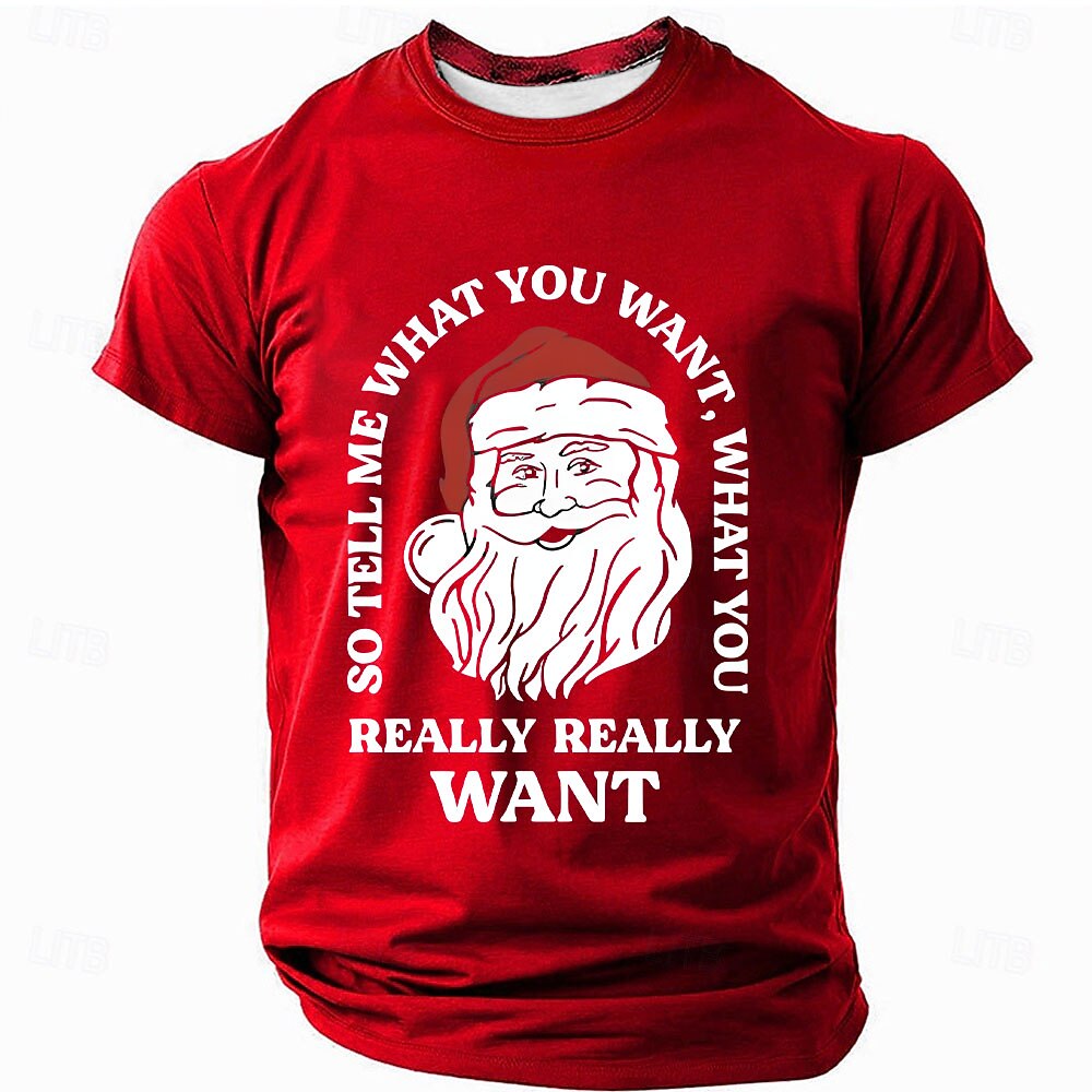 Santa Claus Christmas Quote Graphic Casual Short Sleeve Tee