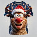 Festive Moose Christmas Animal Holiday Casual Short Sleeve Tee