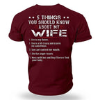 Five Things About My Wife Funny Husband Graphic Tee