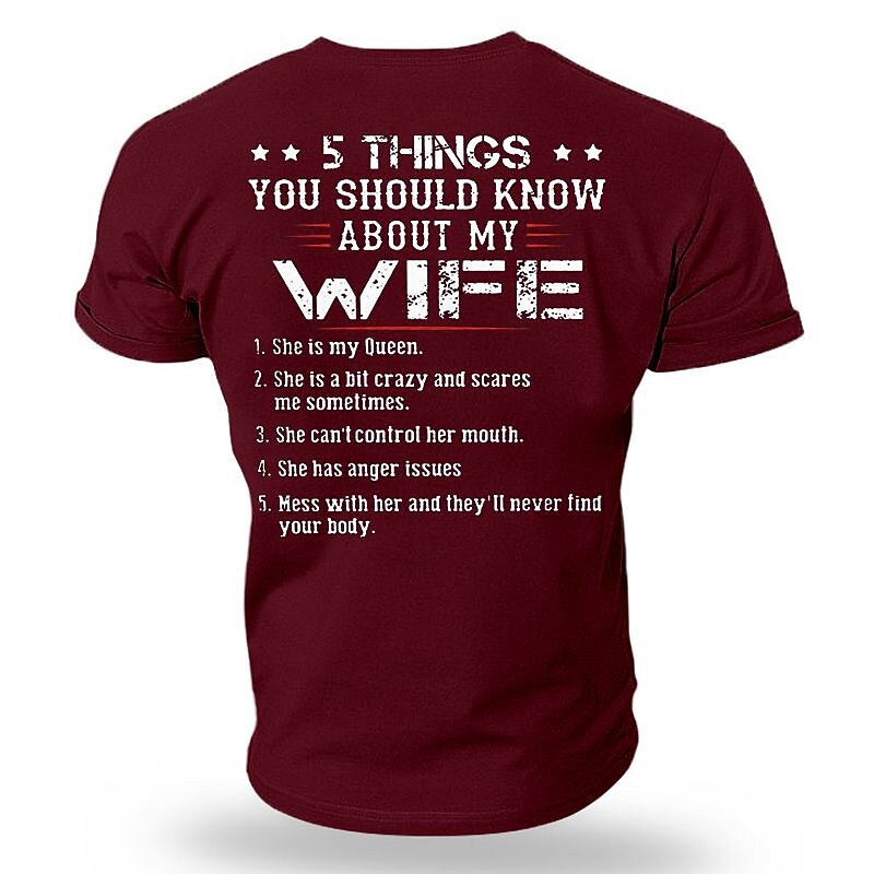 Five Things About My Wife Funny Husband Graphic Tee