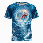 Santa Tunnel Christmas Snow Cave Funny Holiday Graphic Tee
