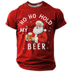 Santa Claus Christmas Beer Holiday Quote Short Sleeve Tee