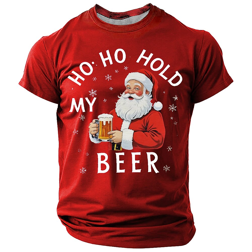 Santa Claus Christmas Beer Holiday Quote Short Sleeve Tee