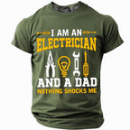 Nothing Shocks Electrician Dad Graphic Funny Tee